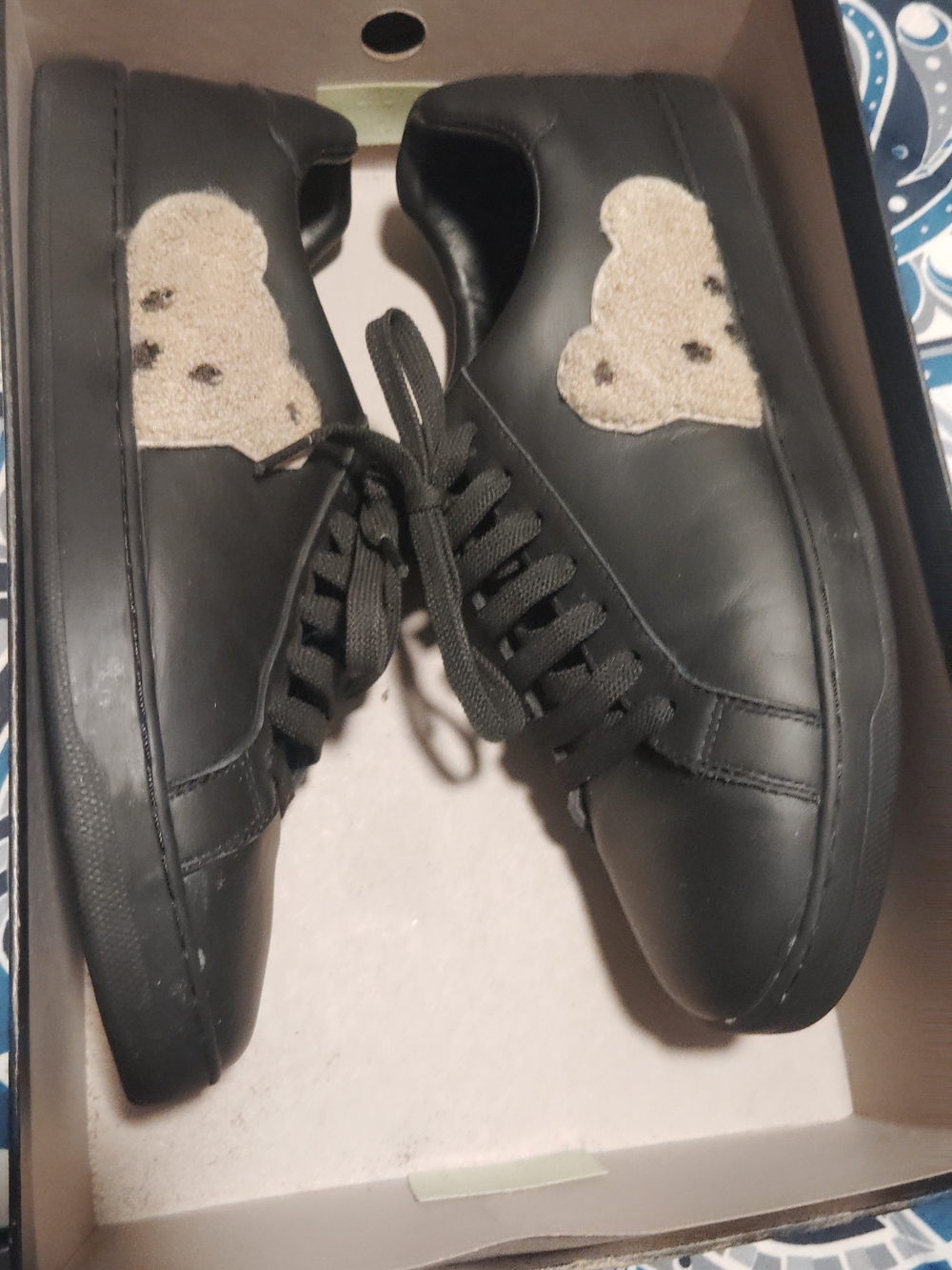 Palm Angels Black Low-Top Sneakers with Beige Suede Accent